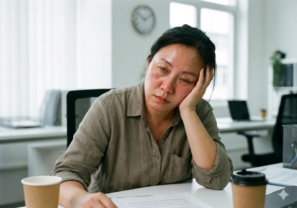 女子沈重疲憊示意體內濕氣重症狀,解析中醫判斷與排濕調理方法。