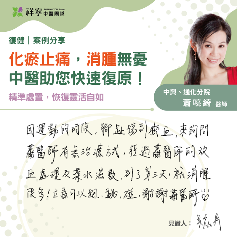 化瘀止痛，消腫無憂，中醫助您快速復原！